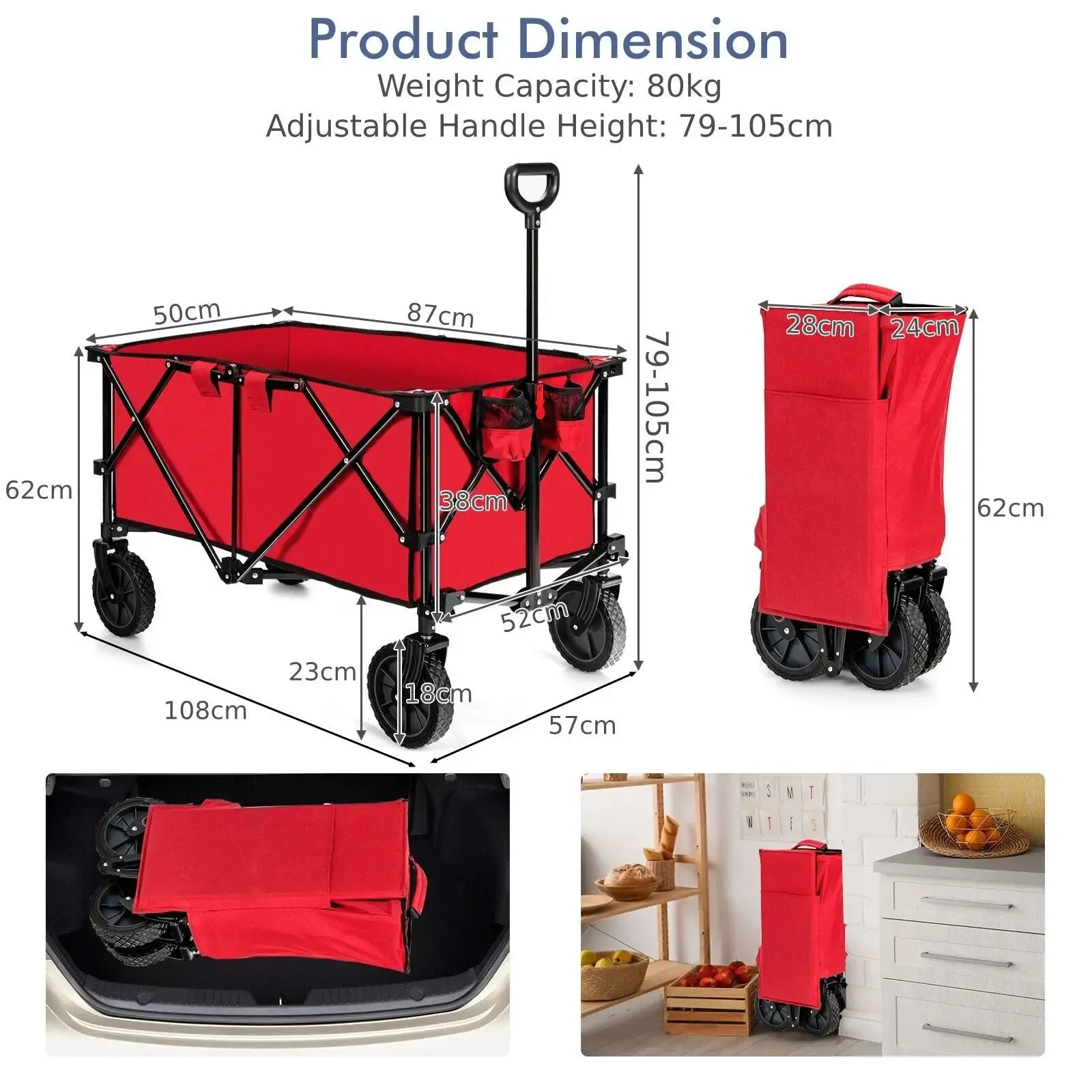 Folding Camping Wagon Collapsible Trolley 212L