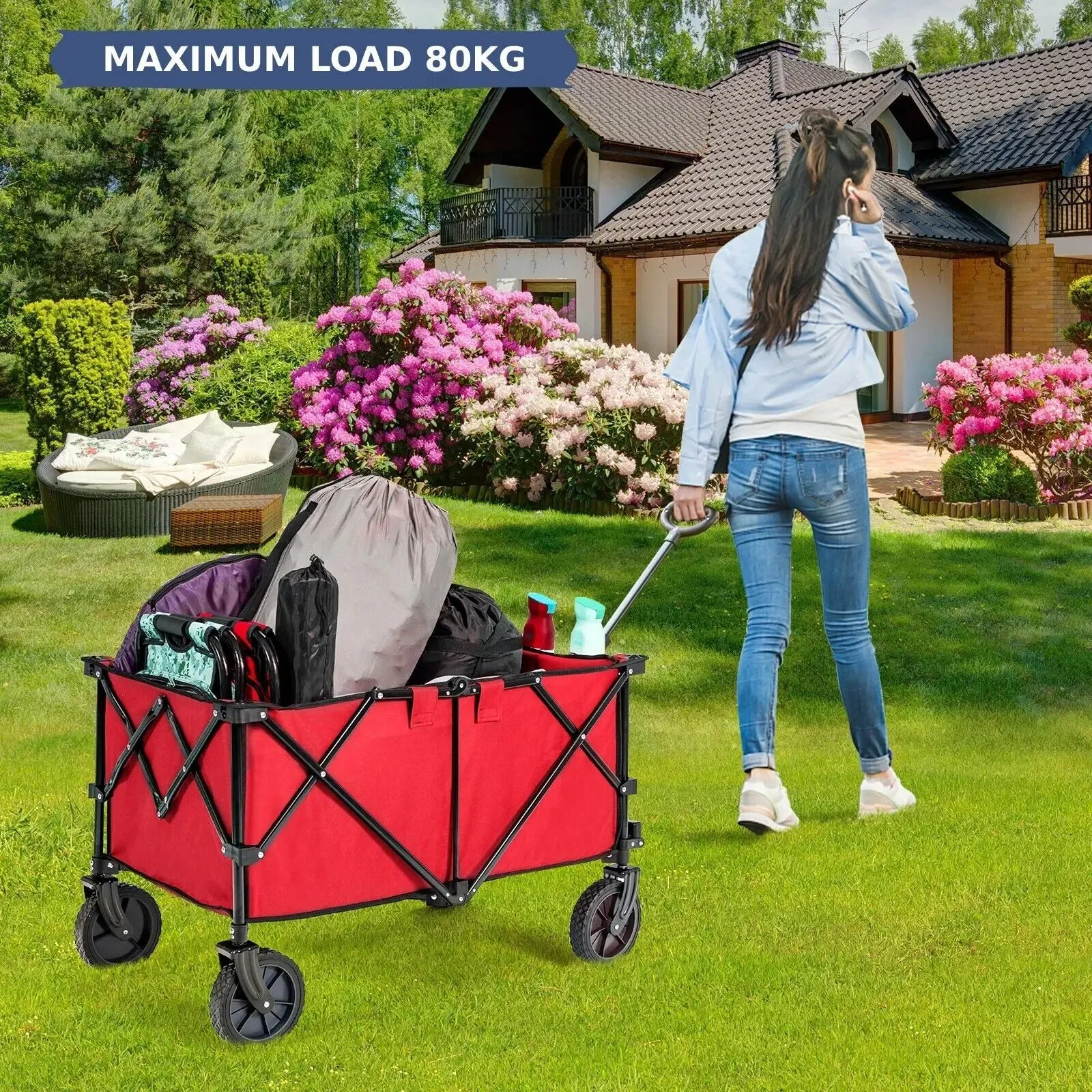 Folding Camping Wagon Collapsible Trolley 212L