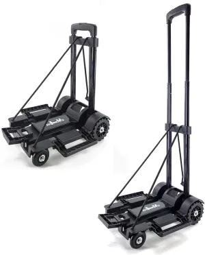 Folding Hand Truck,Foldable Utility cart with 4 Wheels & 2 Elastic Ropes,Foldable Dolly cart,Backpack Trolley,Luggage Platform Truck,Travel,Moving,Shopping,Small,Lightweight for Women