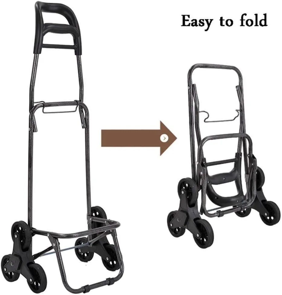 Folding Shopping Cart, Foldable Shopping Trolley 6 Wheels Stair Climbing Trolley Bag Detachable 45L Large Shopping Cart Travel Picnic Camping Grocery Utility Carts(Black)