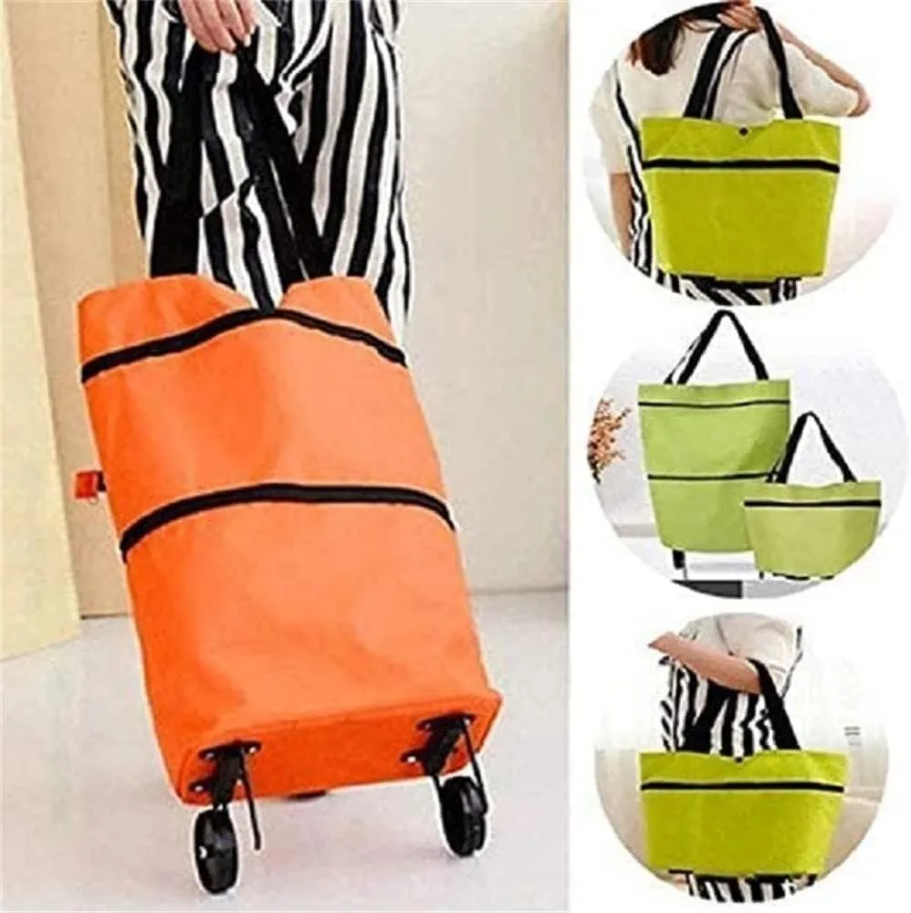 Folding Shopping Cart, Foldable Shopping Trolley with Wheels 2 in 1 Shopping Cart Folding Waterproof Shopping Bag Cart Grocery Utility Carts(E)