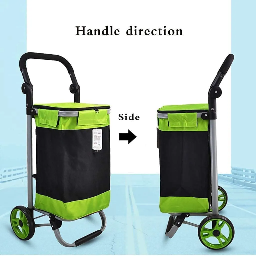Folding Shopping Cart, Folding Shopping Trolley with 2 Wheels Shopping Cart Home Portable Grocery Supermarket Shopping Cart Elderly Grocery Utility Carts(C)