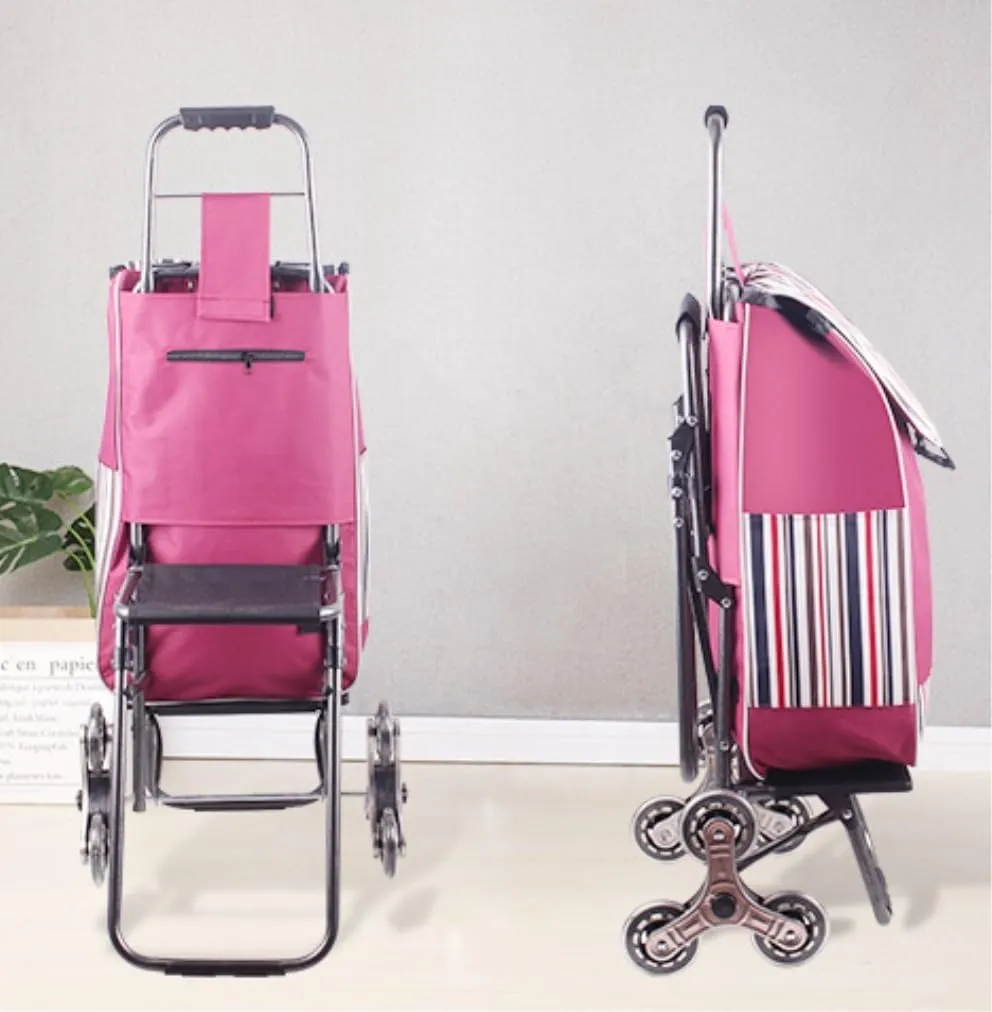 Folding Shopping Cart, Shopping Cart Shopping Trolleys Old Man Shopping Cart Life Household Luggage Trailer Travel Shopping Bag Grocery Utility Carts, 90*25cm