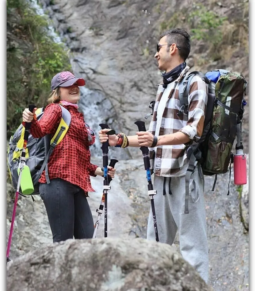 Folding Trekking Poles – Ultralight 7075 Aluminum Alloy, Collapsible, Adjustable, Cork & EVA Grip, for Hiking, Nordic Walking, Running, 103-130cm