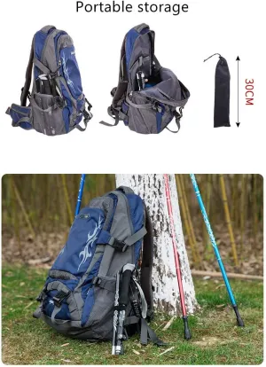 Folding Trekking Poles Ultralight Aluminum Telescopic Hiking Pole Walking Sticks with EVA Non-Slip Grip and Quick Lock System for Traveling Camping Hiking Mountaineering (Purple)