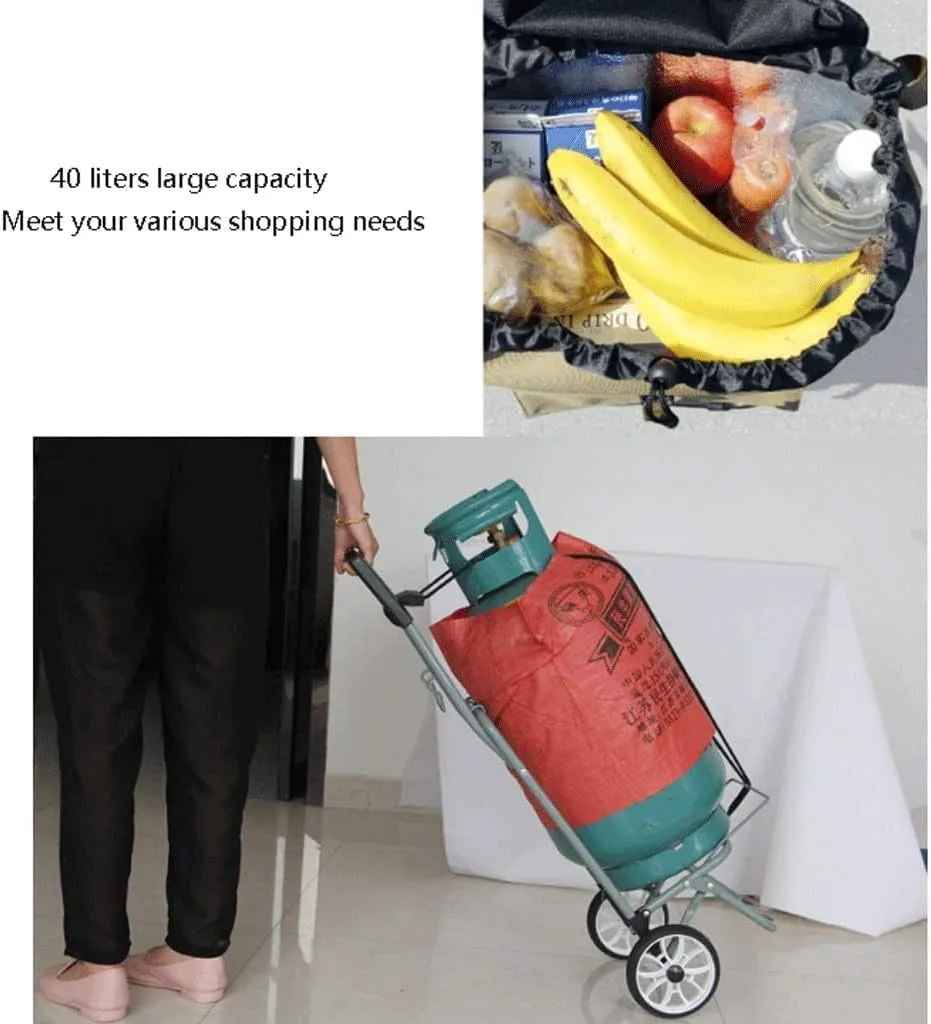 Folding Trolley, Groceries, Foldable, Insulated Cooler Pack, Grocery Truck, Family Picnic, Beach Travel, and Practical use (Color : Black)