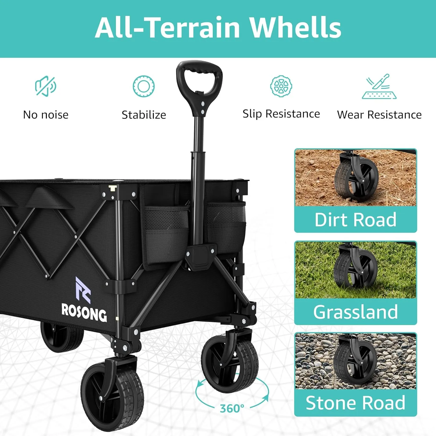 Folding Wagon Cart with Wheels Foldable - Collapsible Wagons Carts Heavy Duty, Fold Up Portable Utility Wagon for Grocery Beach Sports Fishing Camping Shopping, Carrito para Cargar Cosas Con Ruedas