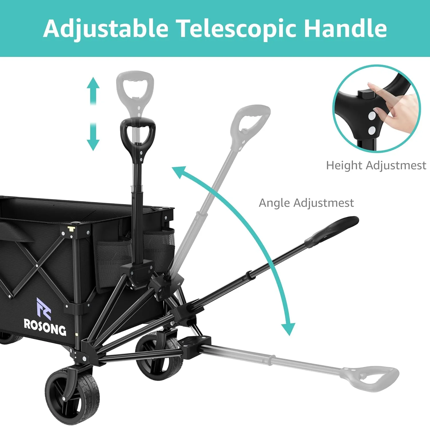 Folding Wagon Cart with Wheels Foldable - Collapsible Wagons Carts Heavy Duty, Fold Up Portable Utility Wagon for Grocery Beach Sports Fishing Camping Shopping, Carrito para Cargar Cosas Con Ruedas