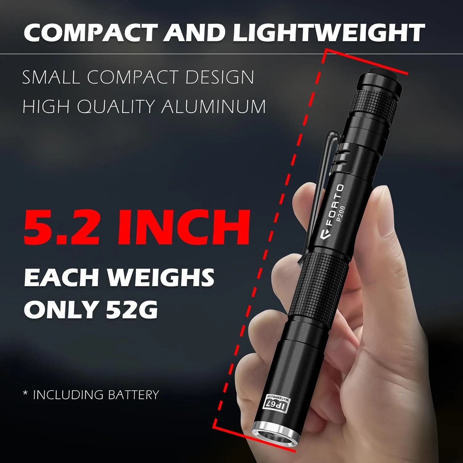 FORTO LED Pen Light, 200 Lumens Pocket Flashlight, IP67 Waterproof, 2 Modes, 2 Pack with AAA Batteries, Lightweight & Durable for Inspection, Medical Use, Emergency(3-Pack Mix)