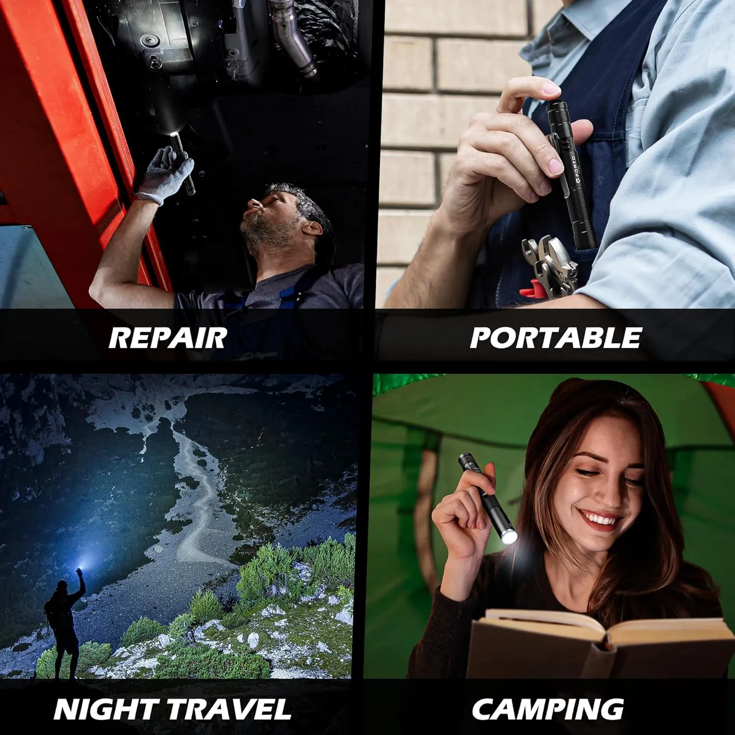 FORTO LED Pen Light, 200 Lumens Pocket Flashlight, IP67 Waterproof, 2 Modes, 2 Pack with AAA Batteries, Lightweight & Durable for Inspection, Medical Use, Emergency(3-Pack Mix)