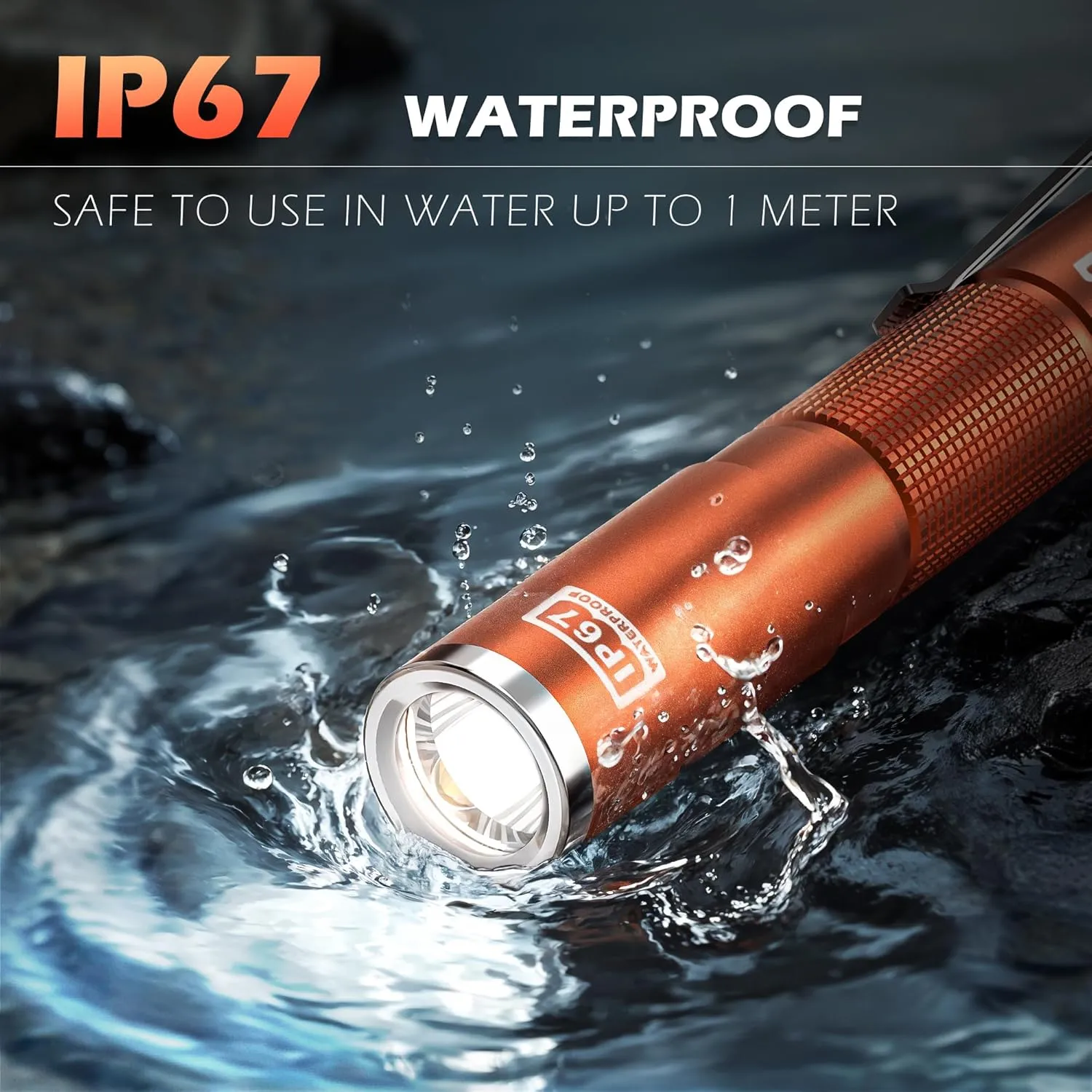 FORTO LED Pen Light, 200 Lumens Pocket Flashlight, IP67 Waterproof, 2 Modes, 2 Pack with AAA Batteries, Lightweight & Durable for Inspection, Medical Use, Emergency(Orange)