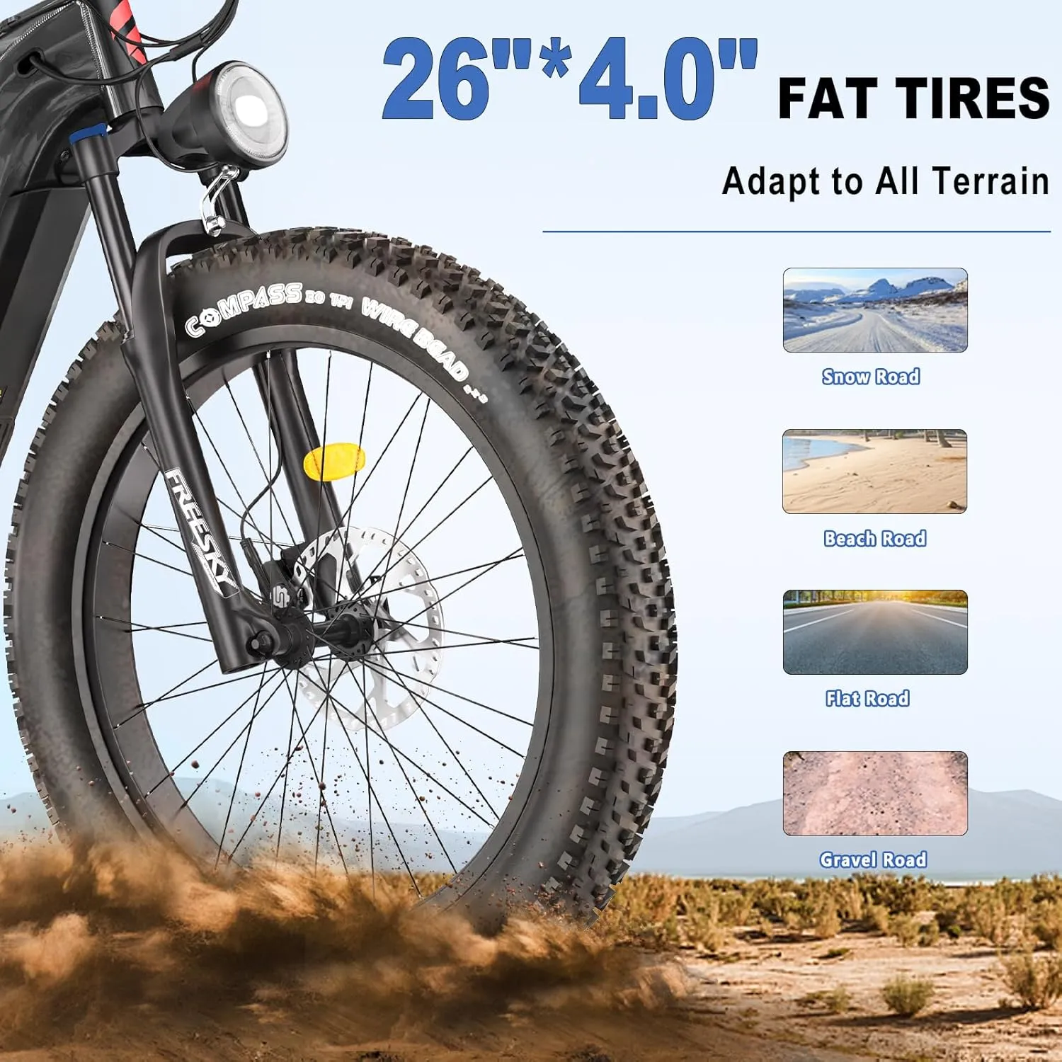 FREESKY Electric Bike for Adults 1500W, 35 MPH Full Suspension Mountain Ebike, 48V 23Ah Long Range Battery Adult Electric Bicycle, 26" Fat Tire Electric Mountain Bike, 7 Speed Hydraulic Disc Brakes
