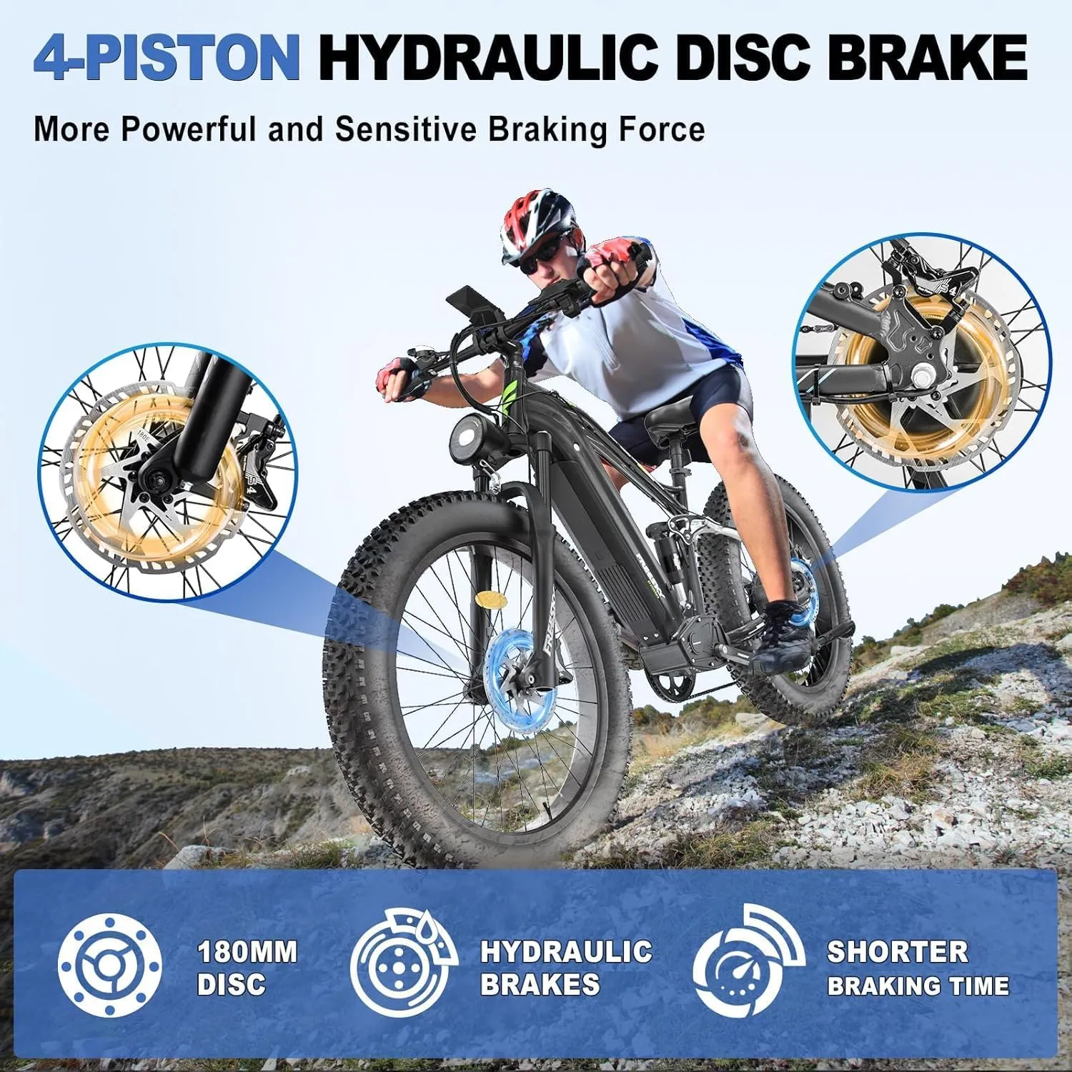FREESKY Electric Bike for Adults 1500W, 35 MPH Full Suspension Mountain Ebike, 48V 23Ah Long Range Battery Adult Electric Bicycle, 26" Fat Tire Electric Mountain Bike, 7 Speed Hydraulic Disc Brakes