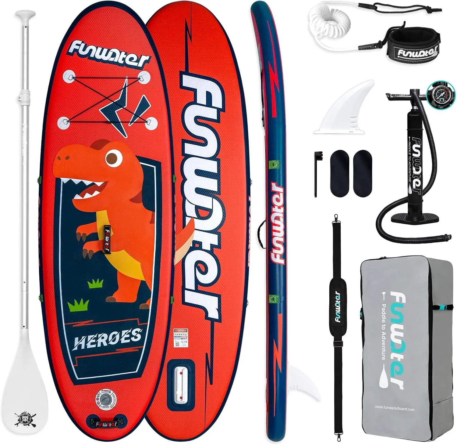 FunWater Inflatable Stand Up Paddle Board with Premium SUP Paddleboard Accessories, Anti-Slip EVA Deck, 11'/10'6'' Paddle Boards for Adults & Youth of All Skill Levels