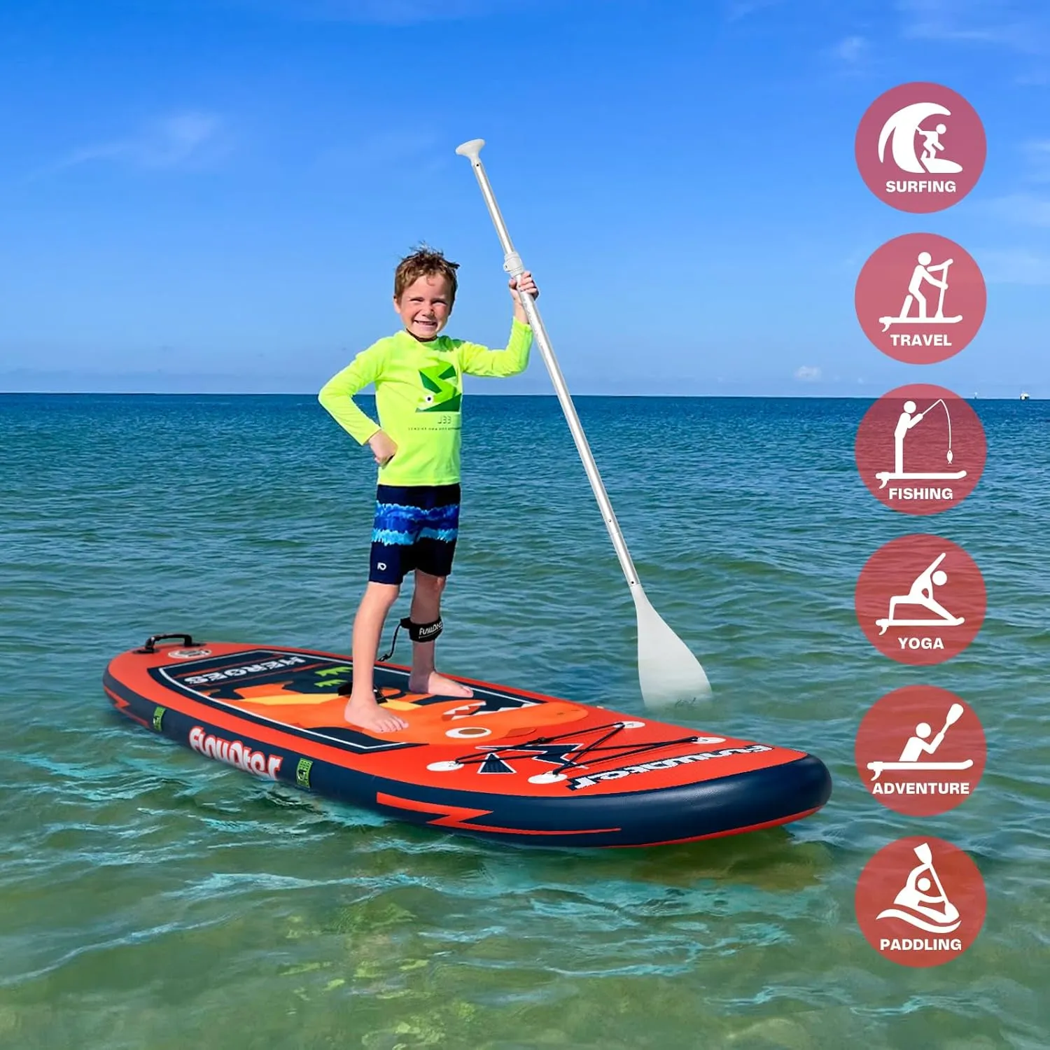 FunWater Inflatable Stand Up Paddle Board with Premium SUP Paddleboard Accessories, Anti-Slip EVA Deck, 11'/10'6'' Paddle Boards for Adults & Youth of All Skill Levels
