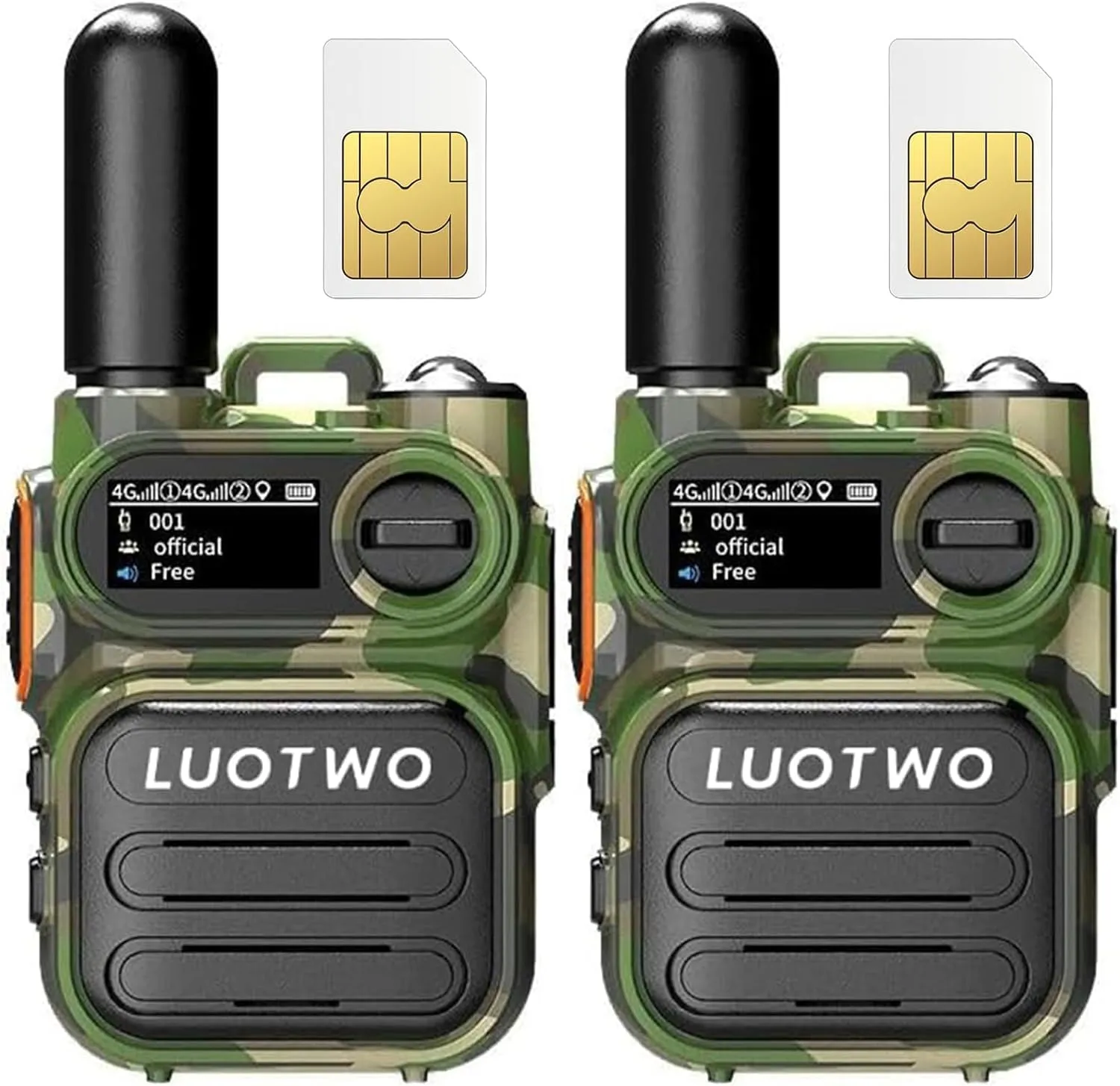 G388 2-Pack Global 4G Walkie Talkies with SIM Cards Nationwide Coverage Unlimted Communication Range PoC Two Way Radios with Flashlight for Adults Long Range Intercom 5000km,Use for a Lifetime