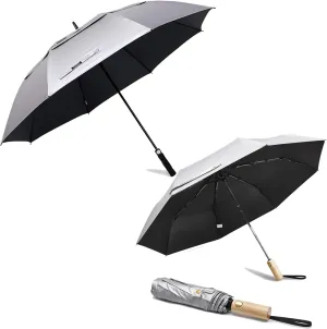 G4Free 62 Inch Double Canopy UV Protection Golf Umbrella   46 Inch Windproof Travel Umbrella with UPF 50 , Automatic Open & Close