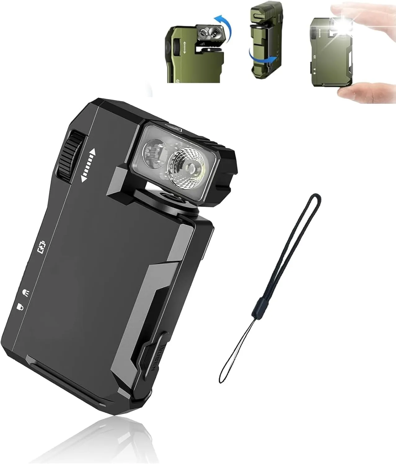 G5 Rechargeable EDC Flashlight,G5 Pocket-Sized Led Light - 400 Lumens Magnetic Mini Flashlight with 180° Rotation & Dual Light,USB-C,Magnetic Clip,Great for Gear Bag,Repai (Black)