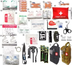 Galaxy 251 Pcs First Aid Kits for Survival Emergency Trauma Military Combat Tactical Medical Hunting Camping Hiking IFAK EMT Bag (Black and Khaki)