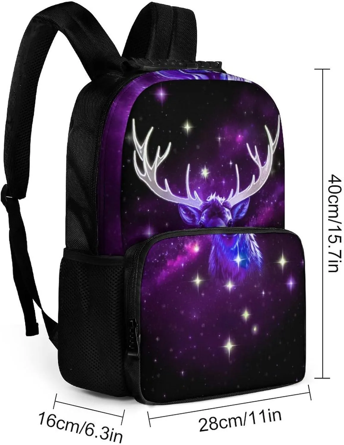 Galaxy Starry Sky Christmas Elk Moose Art Rucksacks Lightweight Multipurpose Anti-Theft Shoulder Bag Big Capacity Traveling & Camping Backpack With Side Pockets