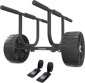 GanFindX Heavy-Duty Aluminum Kayak Cart 8/11" Solid Airless Wheels, 450LBS Weight Capacity, Easy Detachable Assembly & Adjustable Width Kayak Dolly, Suitable for Kayak and Canoe
