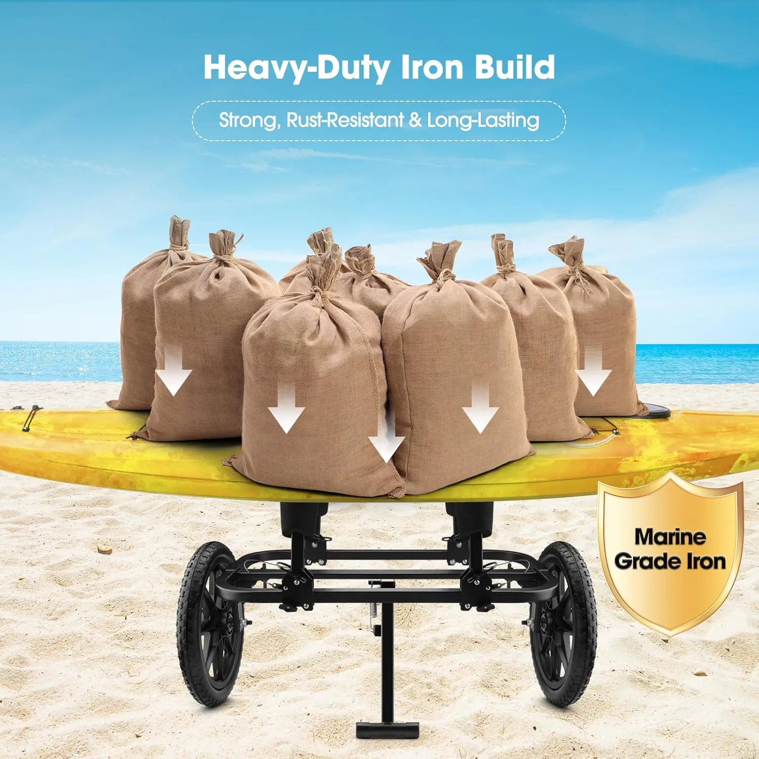 GanFindX Heavy Duty Kayak Cart | Multi-Style Kayak Trolley for Kayaks, Canoes & SUP | Durable Wheels for Easy Transport