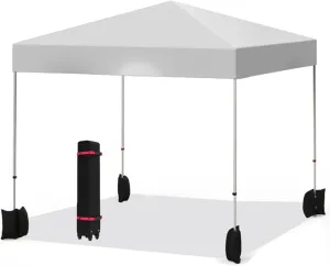 GAOMON 10x10ft Pop up Canopy, Outdoor One Push Canopy Tent with Wheeled Carry Bag, Instant Canopies for Events and Camping, White
