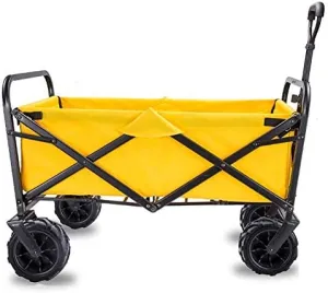 Garden Cart Foldable Pull Wagon Hand Cart Garden Transport Cart Folding Camping Cart with Lining 4 Wheeled Festival Trolley