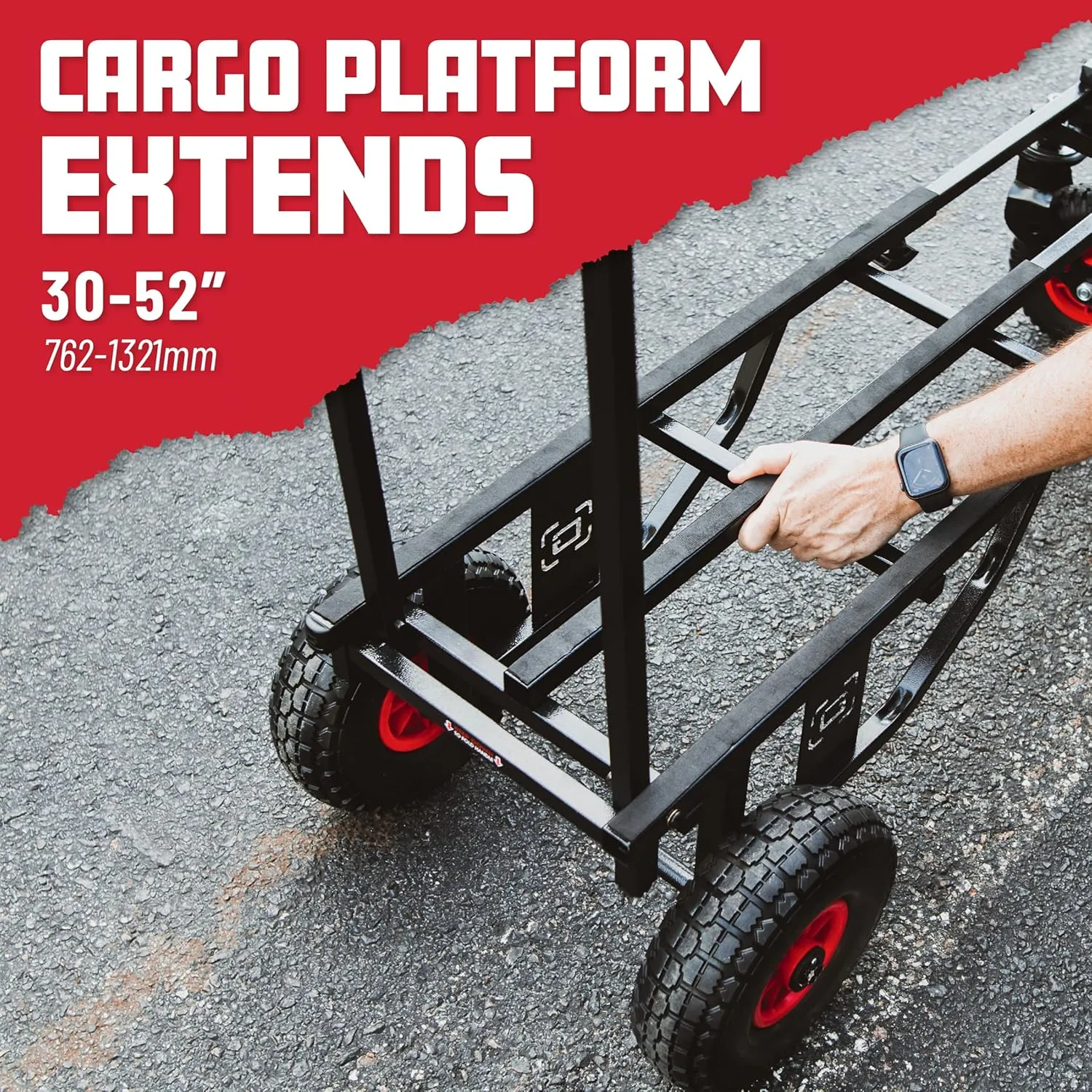 Gator Frameworks All-Terrain Folding Multi-Utility Cart with 30-52” Extension & 500 lbs. Load Capacity (GFW-UTL-CART52AT)