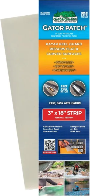 Gator Patch Kayak Keel Guard - Strip Form - Protects and Repairs Vulnerable Kayak Keel Contact Points - DIY Installation - Prep, Peel and Stick - Easy to Use - USA Made