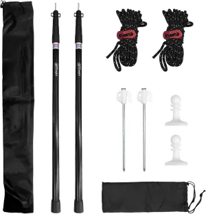 GEEWAY 2 Pcs 120 Inch Tarp Poles for Camping, Heavy Duty Telescoping Tent Pole, Aluminum Adjustable Tent Poles for Outdoor Activity, Wilderness Adventure and RV Travel (Black)