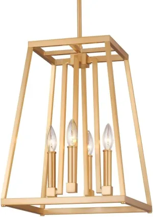 Generation Lighting-Sean Lavin-Pendant 4 Light in Transitional Style-13 Inch Wide by 18 Inch Tall-Gilded Satin Brass Fin