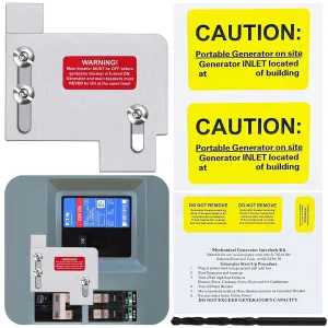 Generator Interlock Kit Compatible with Eaton Cutler Hammer Only CH SERIES TAN Breaker 150 and 200 amp Panels,Generator Horizontal Electrical Interlock Kit,1 1/2 in Spacing Between Main Branch Breaker