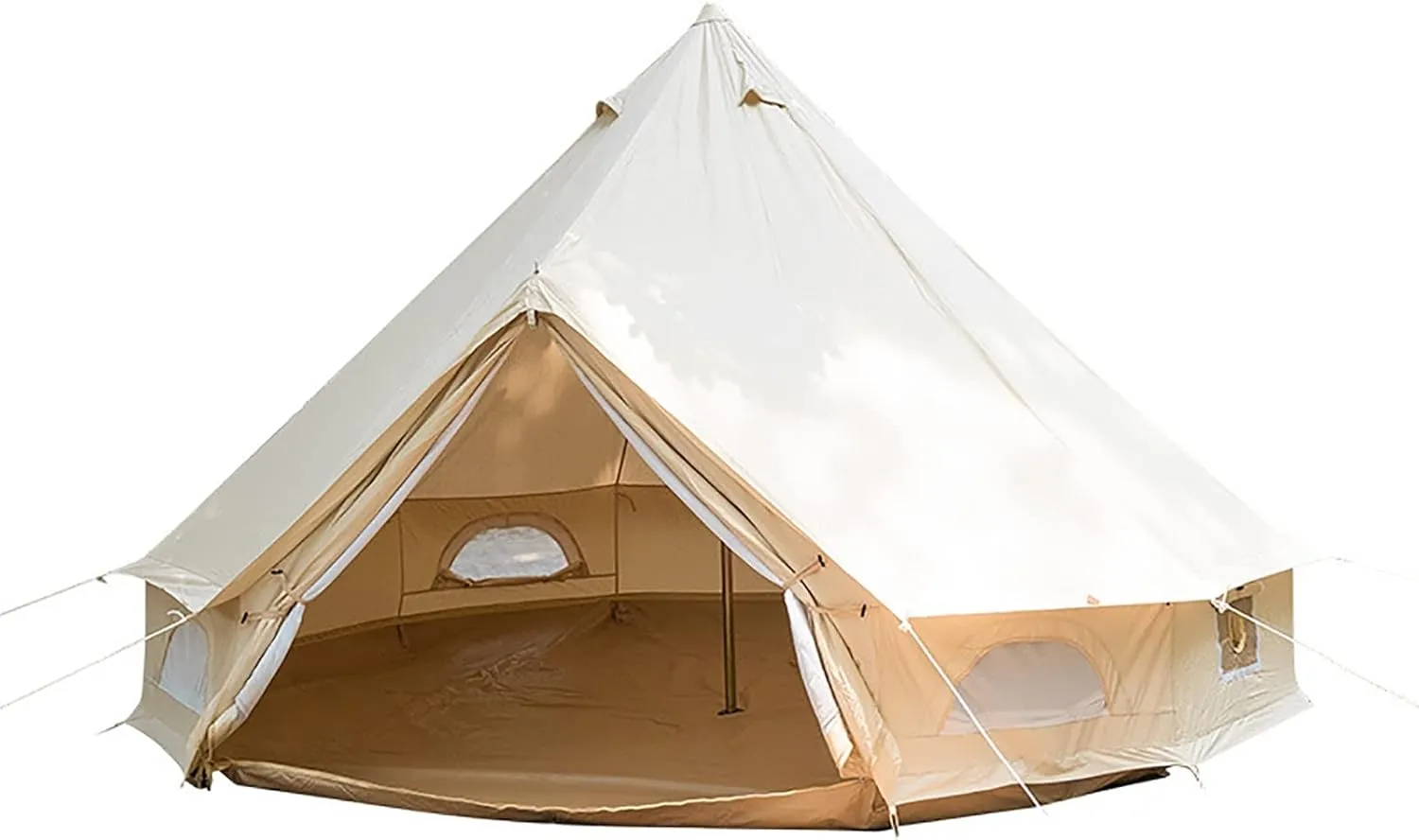 GeRRiT Cotton Canvas Tent with Stove Jack, 10ft Waterproof Bell Tent for Glamping, 4 Season Luxury Outdoor Camping Yurt Tent 3-5 Person, Great for Family Camping Hunting & Party