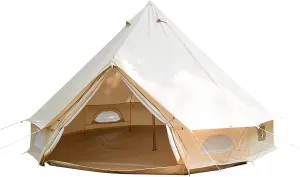 GeRRiT Cotton Canvas Tent with Stove Jack, 10ft Waterproof Bell Tent for Glamping, 4 Season Luxury Outdoor Camping Yurt Tent 3-5 Person, Great for Family Camping Hunting & Party