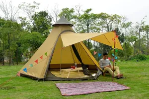 GeRRiT Indian Tent Tipi Outdoor Double Layer Camping Tower Tent Family Camping Tent Yurt Teepee Tent for Outdoor Hiking 3-4 Person