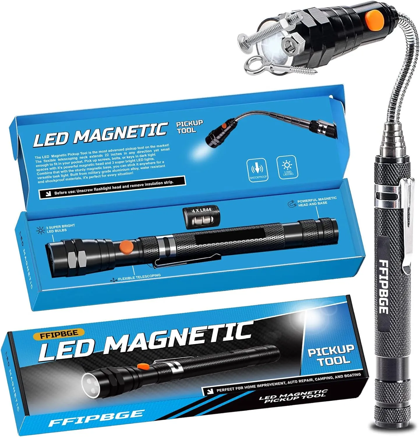 Gifts for Him, Telescoping Magnet Pickup Tool with 3 LED Magnetic Flashlight, Fathers Day Dad Gifts from Daughter Wife Son, Cool Gadgets Birthday Gifts for Men, Dad, Husband, Boyfriend