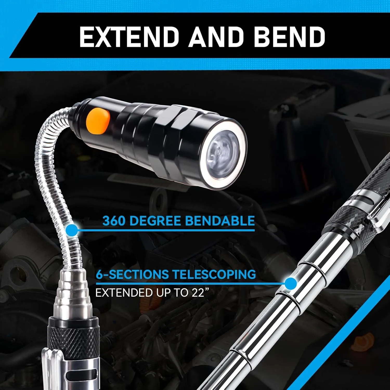 Gifts for Him, Telescoping Magnet Pickup Tool with 3 LED Magnetic Flashlight, Fathers Day Dad Gifts from Daughter Wife Son, Cool Gadgets Birthday Gifts for Men, Dad, Husband, Boyfriend