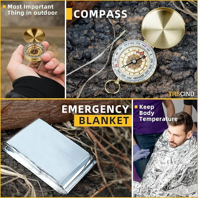 Gifts for Men Dad Husband Him, Christmas Stocking Stuffers Birthday Gifts Idea for Boyfriend Man, Survival Kit 14 in 1, Survival Gear and Equipment, Fishing Hunting Camping Accessories, Cool Gadgets