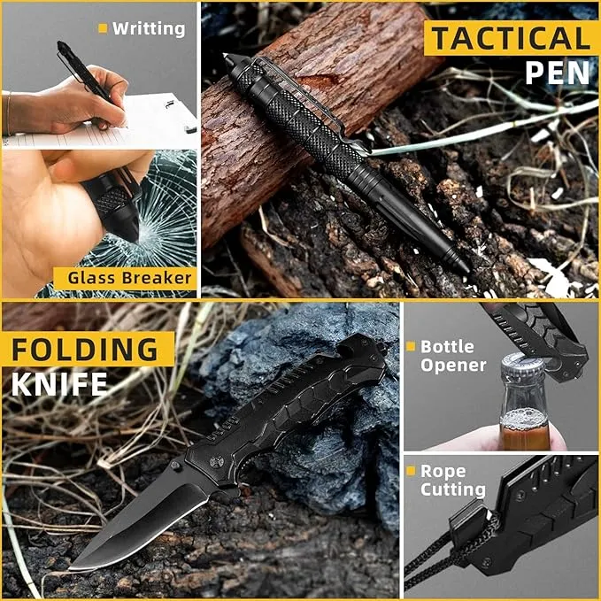 Gifts for Men Dad Husband Him, Christmas Stocking Stuffers Birthday Gifts Idea for Boyfriend Man, Survival Kit 14 in 1, Survival Gear and Equipment, Fishing Hunting Camping Accessories, Cool Gadgets