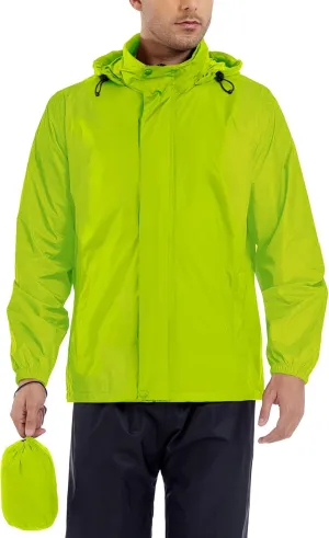 GIISAM Men’s Rain Jacket with Hood Lightweight Rain Coats Waterproof Raincoat Packable Windbreaker for Hiking Cycling