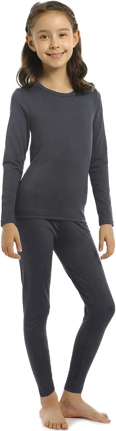 Girls Thermal Underwear Set for Kids Long Johns Fleece Lined Base Layer Top & Bottom Cold Winter Thermals