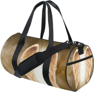Golden Gold Angel Wings Duffel Bag, Foldable Canvas Travel Tote for Gym Sports with Inner Pockets, Durable Lightweight Fitness Bag for Overnight Workout