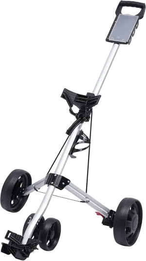 Golf Cart, 3 Wheel Push Pull Golf Cart with Foot Brake and Adjustable Strap, Portable Aluminum Alloy Foldable Golf Trolley Golf Cart Accessories Silver, Black Load 15-20kg/33-44 lbs