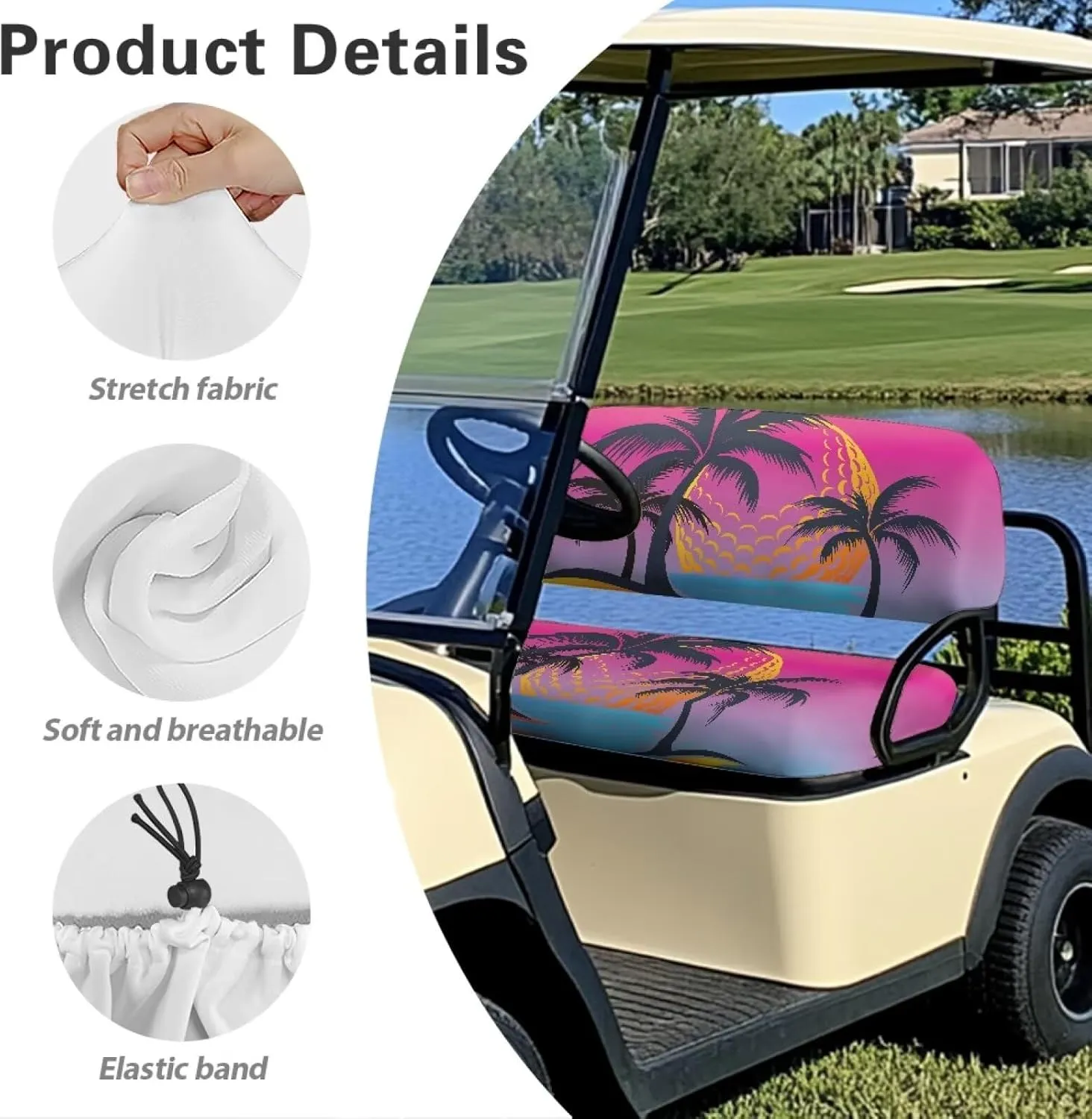 Golf Cart Accessories Easy Installation Golf Cart Seat Covers Club Car Seat Protectors with Non-Slip Backing - Heavy Duty Seat Blanket Fit All-Day Driving