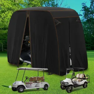 Golf Cart Covers 4 Passenger 2 Passenger 420D Heavy Duty Waterproof Windproof fits EZGO Club Car Yamaha Long Roof Cart Cover All Weather Outdoor Protection(L114“xW47”xH65")