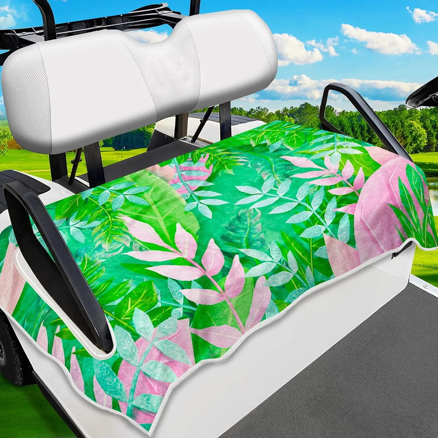 Golf Cart Seat Covers, Unique Golf Cart Seat Towel Blanket for All EZGO, Yamaha, Club Cars, Icon and More Cart Front Seat, 100% Microfiber Keeps Seat Cool and Comfortable, 51'' x 31''