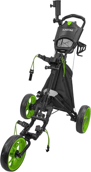 Golf Push Cart 3 Wheel,Foldable Golf Push Cart,Golf Bag Cart with Foot Brake,Umbrella Holder, Cup Holder, Storage Compartment