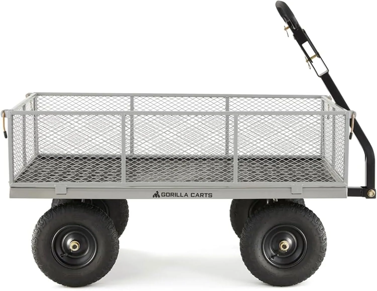 Gorilla Carts Steel Utility Wagon w/ Removable Side Panels, 1000 lb Capacity, Gray - Outdoor Flatbed Cart with 49" x 25" Metal Mesh Bed and All-Terrain Wheels for Garden, Lawn & Landscaping