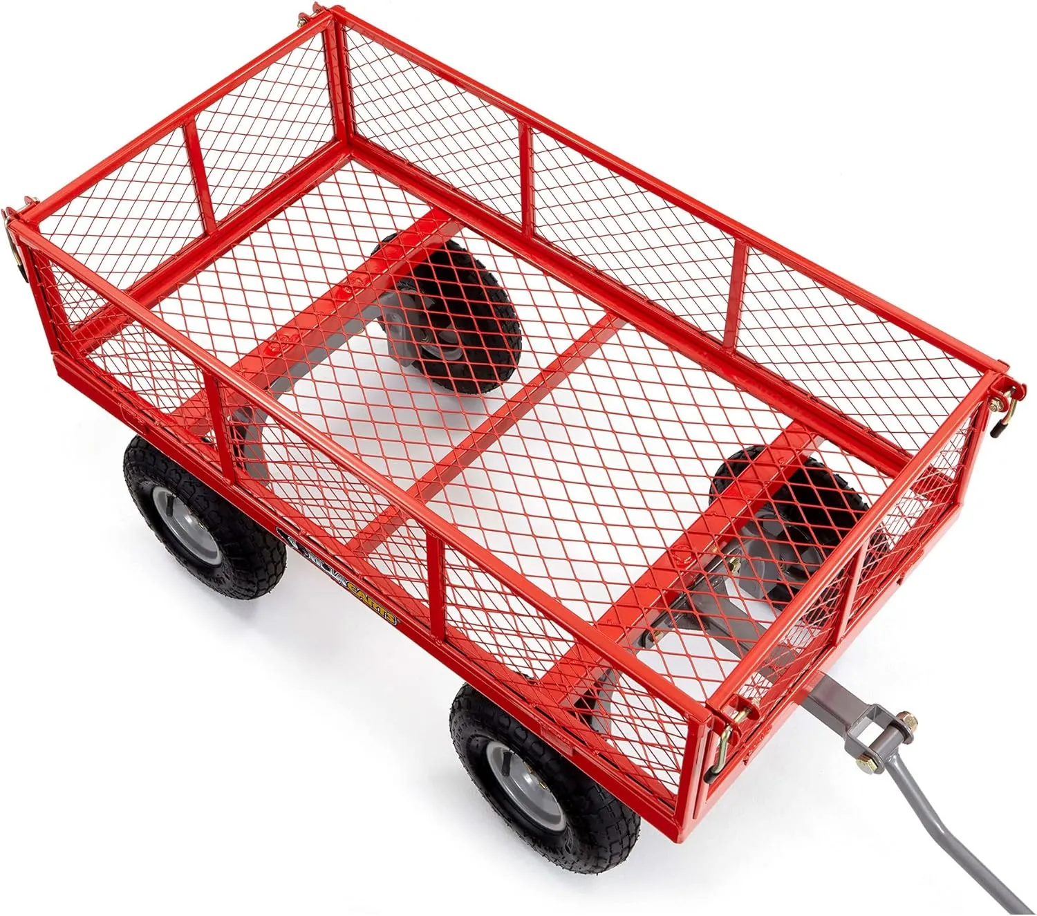 Gorilla Carts Steel Utility Wagon w/Removable Side Panels, 800 lb Capacity, Red - Outdoor Flatbed Cart with 38" x 21" Metal Mesh Bed and All-Terrain Wheels for Garden, Lawn & Landscaping